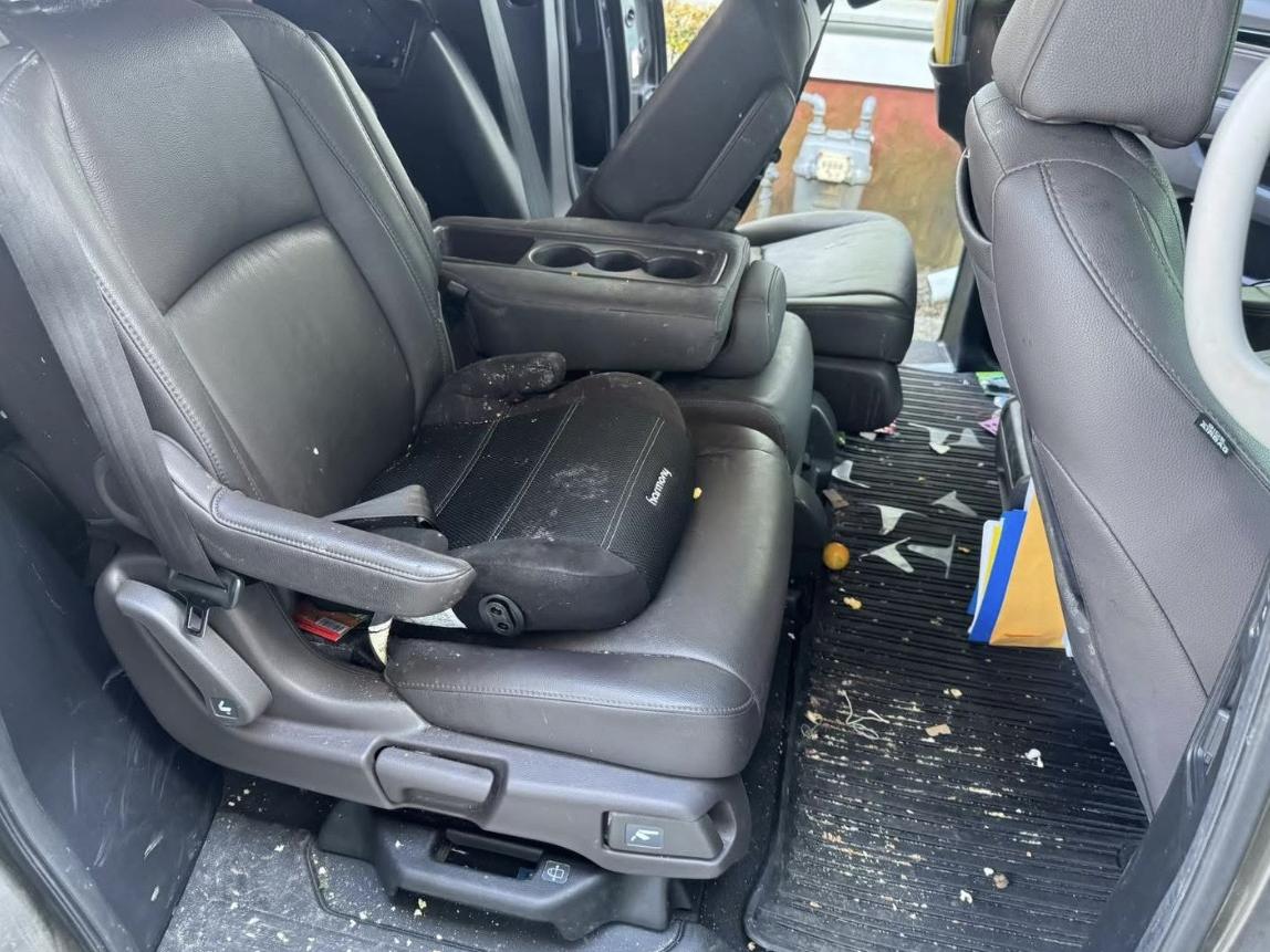 Minivan interior before detailing